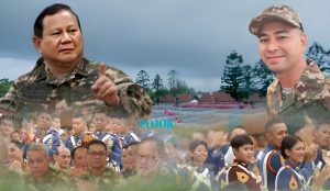 Prabowo Hujan-hujanan Pimpin Upacara Parade Senja di Magelang