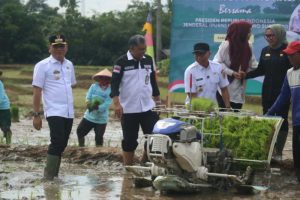 Genjot Panen Raya, Wali Kota Metro dan Gubernur Lampung Tanam Serentak Padi di Tejosari